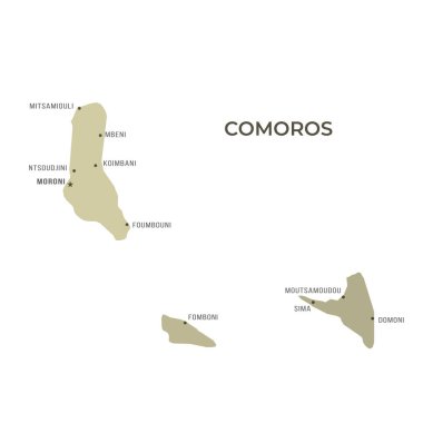Sınır ve Ünlü Şehirlerle İlgili COMOROS Haritası