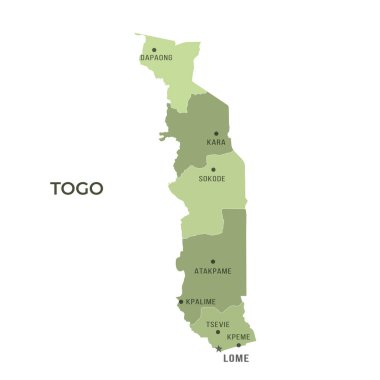 Sınırları ve Ünlü Şehirleri olan TOGO Haritası