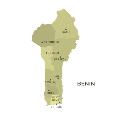 BENIN 'in Sınır ve Meşhur Şehirleri Haritası