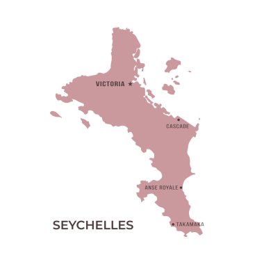 Sınırları ve ünlü şehirleri olan SEYCHELLES Haritası