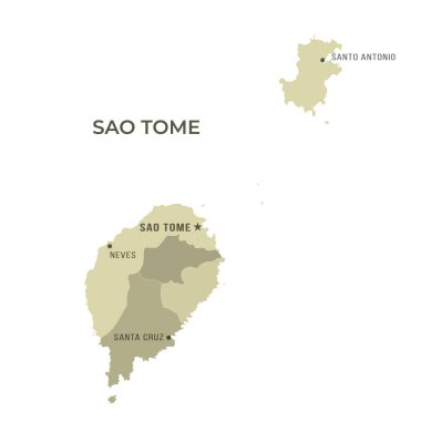 Sınır ve Ünlü Şehirlerle İlgili SAO TOME Haritası