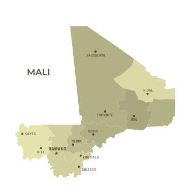 MALI 'nin Sınır ve Meşhur Şehirleri Haritası