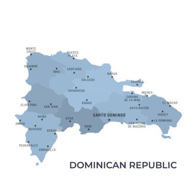 DOMINICAN Sınır ve Meşhur Şehirlerle İlgili Cumhuriyet Haritası