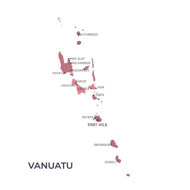 VANUATU 'nun Sınır ve Meşhur Şehirleri Haritası