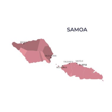 SAMOA 'nın Sınır ve Meşhur Şehirleri Haritası