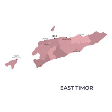 Sınır ve Meşhur Şehirlerle Doğu TiMOR Haritası