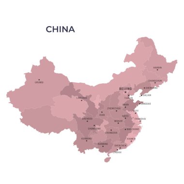 Çin 'in Sınır ve Meşhur Şehirleri Haritası