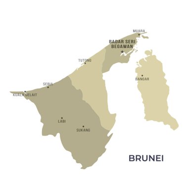 BUNEI 'nin Sınır ve Meşhur Şehirleri Haritası