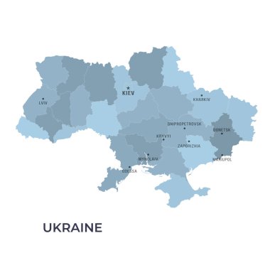 Sınır ve Ünlü Şehirlerle UKRAINE Haritası