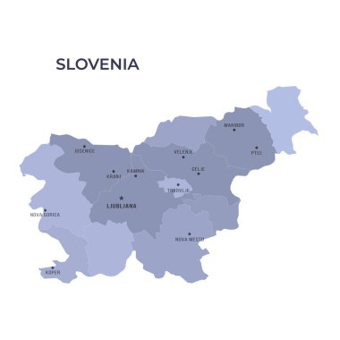 Sınır ve Meşhur Şehirlerle SLOVENIA Haritası