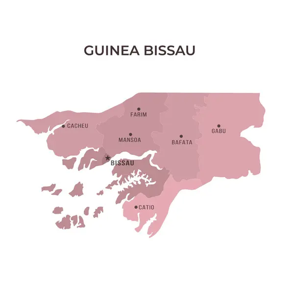 GİNEA BISSAU 'nun Sınır ve Meşhur Şehirleri Haritası