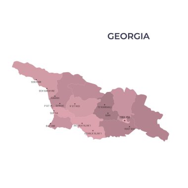 Sınırları ve ünlü şehirleri olan GEORGIA Haritası