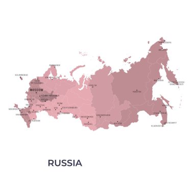 RUSSIA 'nın Sınır ve Meşhur Şehirleri Haritası