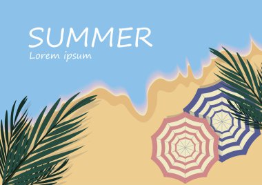 Hea 'da yaz tatili kumsalı ve renkli şemsiyeler