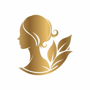 Kadın Yüzlü Zarif Altın Güzellik Logosu