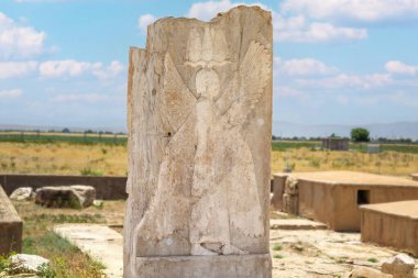 Kanatlı adam manzaralı sarayın kapısı Pasargadae-shiraz-iran