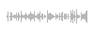 Dalga biçimi grafik desen. Dengeleyici sembolü. Sesli mesaj şablonu. Ses konuşması ses dalgası simgesi. Mobil kurye, podcast çevrimiçi radyo arayüzü, müzik çalar, uygulama için öge.
