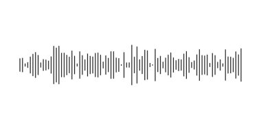 Dengeleyici sembolü. Dalga biçimi kalıbı. Sesli mesaj şablonu. Beyaz arkaplanda ses sohbet konuşma ses dalgası simgesi. Mobil kurye, podcast çevrimiçi radyo arayüzü, müzik çalar, uygulama için öge.