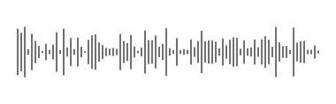 Sesli mesaj şablonu. Ses konuşması ses dalgası simgesi. Dengeleyici sembolü. Mobil kurye, podcast radyo arayüzü, müzik çalar ve uygulama için element. Dalga biçimi vektör deseni. Basit illüstrasyon. 