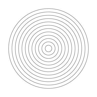 Yaşam çarkı ya da alışkanlık takip şablonu. 11 eşmerkezli daireden oluşan kutup şebekesi. Bölümlere bölünmüş çember diyagramı. Basit boş kutup grafik kağıdı. Vektör illüstrasyonu.