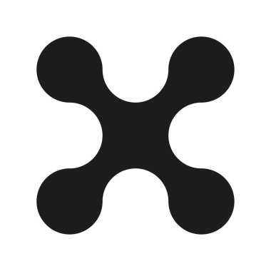 Metaball tasarım şablonu. Birbirine bağlı damlalar. Web tasarımı basit bir element. Soyut X logosu. Birleştirilmiş noktalar simgesi. Bütünleşme işareti. Nokta hareketi. Vektör düz resimleme.