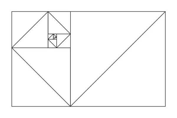 Altın oran şablonu. Fibonacci dizisi, sayılar. Yöntem altın bölüm. Taslak vektör çizimi. Altın Oranlar.