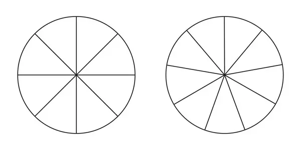 Pasta grafiği, diyagram seti. Dokuz ve sekiz bölüm ya da basamak. Basit bir iş çizelgesi. Bilgi, sunum, web tasarımı ve kullanıcı arayüzü için daire simgeleri.