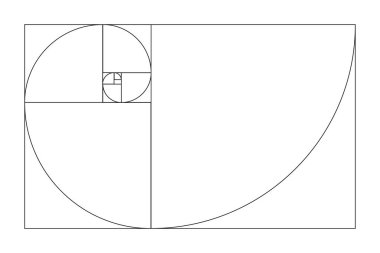 Altın oran şablonu. Yöntem altın bölüm. Fibonacci dizisi, sayılar. Altın Oranlar.