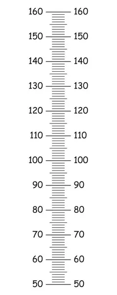 stock vector Kids height chart from 50 to 160 centimeters. Template for wall growth sticker isolated on a white background. Vector simple illustration. Meter wall or growth ruler. 