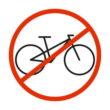 Bisiklet yasağı işareti. Bisiklet ikonu yok. Vektör özet çizimi.