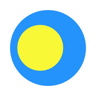 Palau bayrağı. Dairesel sembol. Yuvarlak düğme, pankart, ikon. Ulusal işaret. Vektör illüstrasyonu.