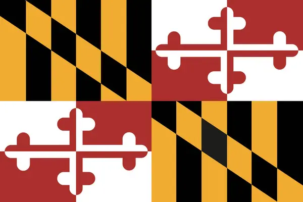 Maryland bayrağı. Resmi renkler ve oranlar. Maryland eyaleti bayrağı.