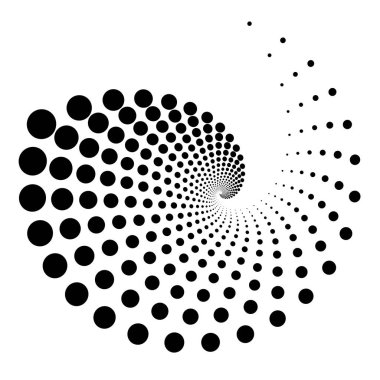 Siyah girdap noktalı şekil. Geometrik sanat. Kenarlık çerçevesi, logo, dövme, sembol, ağ, baskılar, posterler, şablon, model ve soyut arkaplan için moda tasarım ögesi.