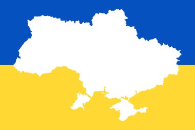 Ukrayna ülke haritası geçmişi. Ukrayna bayrağı renk deseni. Kırım 'la olan bölge sınırları. Mavi ve sarı vektör çizimi. Ukrayna Duvar Kağıdı, Çerçeve.