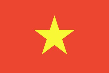 Vietnam bayrağı. Resmi renkler ve oranlar. Ulusal Vietnam bayrağı.