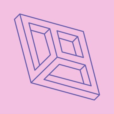 İmkansız şekiller, optik illüzyon logosu, vektör. Optik sanat objeleri. Geometrik şekiller.