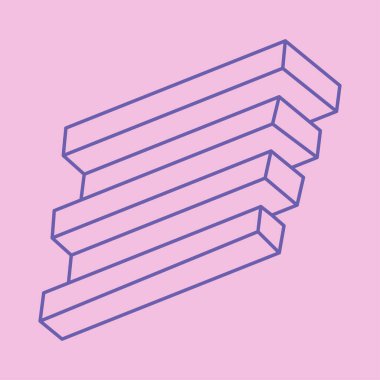 İllüzyon şekilleri. 3 boyutlu geometri logosu. Optik illüzyon figürleri. Kutsal geometri.