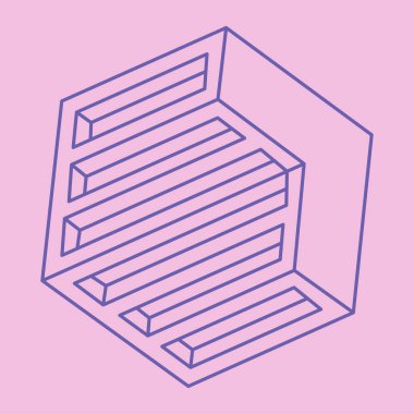 Optik illüzyon logosu. İmkansız şekil vektörü. Optik sanat objeleri. Geometrik şekiller. Escher paradoksu.