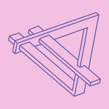 Optik illüzyon logosu. İmkansız vektörü şekillendirir. Optik sanat objesi. Geometrik şekil. Escher paradoksu.