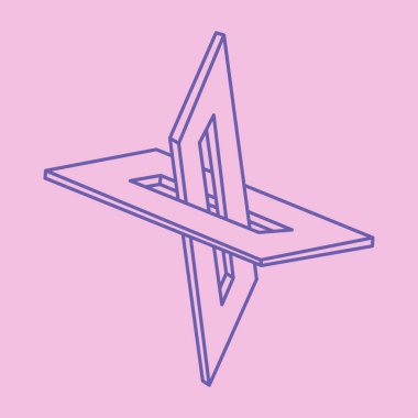 İmkânsız şekil, optik illüzyon logosu, vektör. Optik sanat objesi. Geometrik şekil.