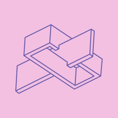 İllüzyon şekli. Üç boyutlu geometri kalıbı. Optik illüzyon figürü. Kutsal geometri. Logo.