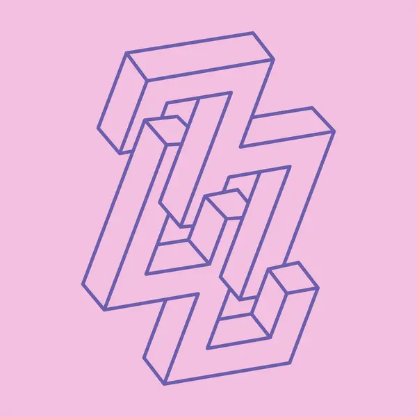 Geometrik şekiller. Çizgi çalışması. Logo. İmkansız şekiller, optik yanılsama, vektör arkaplan. Optik sanat nesnesi. 