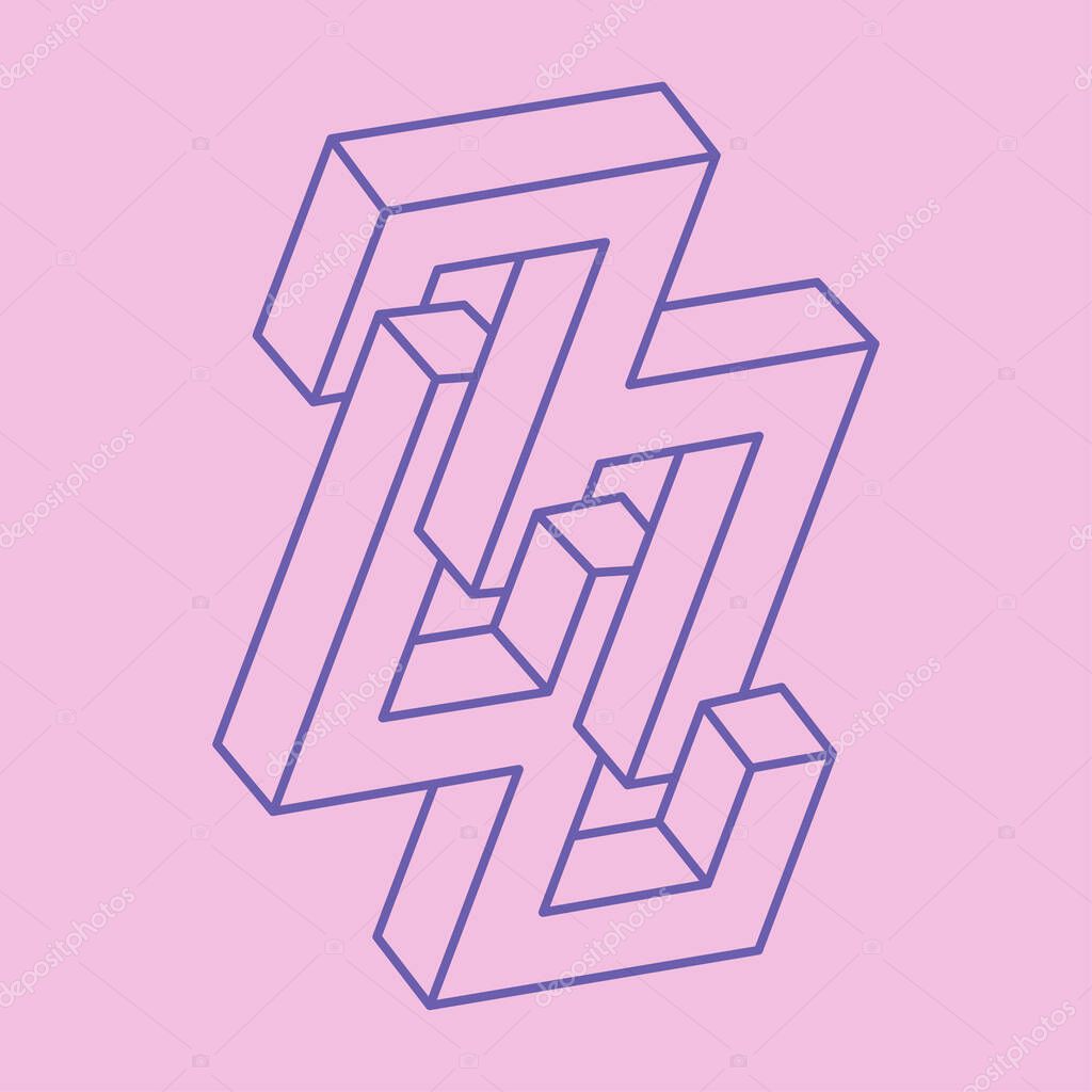 Geometric figures. Line art. Logo. Impossible shapes, optical illusion, vector background. Optical art object.
