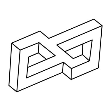 İmkansız bir şekil. Optik yanılsama. Web tasarım elemanı. Çizgi tasarımı. İşlem sanatı.