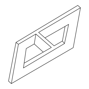 İmkansız şekiller. Çizgi tasarımı. Optik yanılsama objeleri. Vektör çizimi. İşlem sanatı.