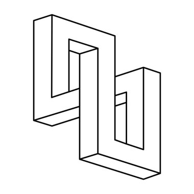 İmkansız nesneler. Çizgi geometrik şekli. Optik yanılsama figürü. 