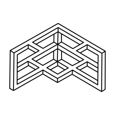 İmkansız şekil, optik illüzyon, vektör illüstrasyonu. Optik sanat.