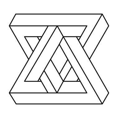 İmkânsız optik illüzyon şekli. Optik sanat objesi. İmkansız rakamlar. Satır sanatı.