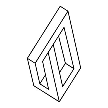 İmkansız bir şekil. Çizgi tasarımı. Beyaz bir arka planda izole edilmiş. Optik illüzyon objesi. İşlem sanatı.