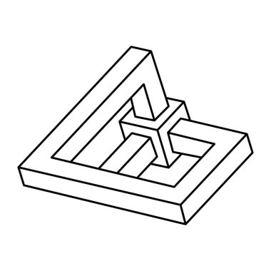 İmkansız bir nesne. Optik illüzyon şekli. 3 boyutlu illüstrasyon. Op sanat figürü.